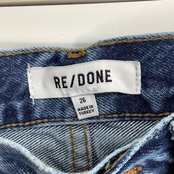 RE/DONE Super High Drainpipe Size 26 Destroy Wrecking Blue $325 msrp G12-11 - Picture 4 of 8